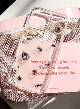 原创设计透明感粉色水钻闪钻全包透明硅胶手机壳软壳