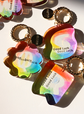 Manitas手工制作彩虹渐变26字母钥匙扣包挂饰手帐挂件汽车钥匙扣