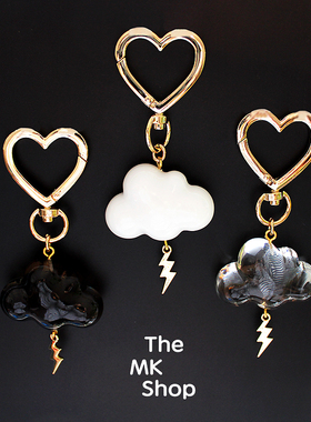 原创云朵雷电爱心挂扣 包包挂件 汽车钥匙扣 3色