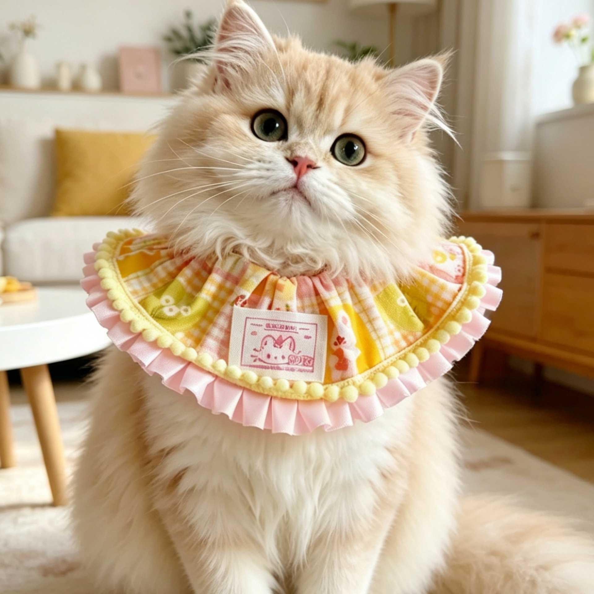 宠物猫咪狗狗公主风大肠圈围脖宠物卡通围嘴口水巾小型犬泰迪装饰
