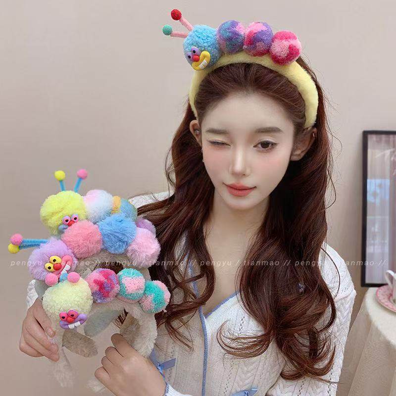 可爱扭扭棒小怪兽发箍女毛绒洗脸搞怪防滑毛毛头箍发饰秋冬新款