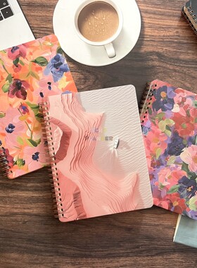 Notebook lined笔记本横线本a5外贸本简约内页可撕线圈日记本花朵