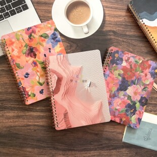 lined笔记本横线本a5外贸本简约内页可撕线圈日记本花朵 Notebook