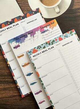 周计划拍纸本食物膳食饮食计划本可撕磁吸便签本冰箱贴购物清单表