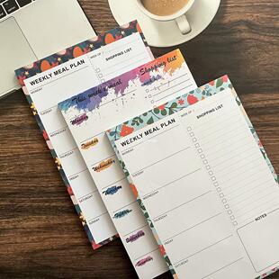 周计划拍纸本食物膳食饮食计划本可撕磁吸便签本冰箱贴购物清单表