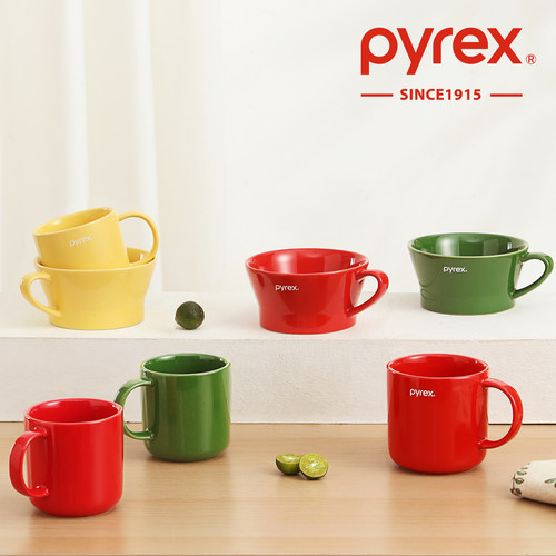 Pyrex康宁摩卡色杯子马克杯炻瓷家用咖啡杯轻奢办公室情侣早餐杯