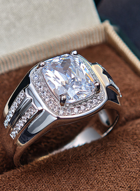 轻奢高级感小众莫桑石男戒指银