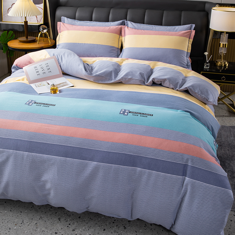 简约全棉磨毛四件套北欧风床单款