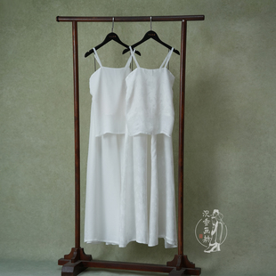 【沉香画舫】改良吊带、真丝棉A字松紧显瘦衬裙，汉服百搭打底