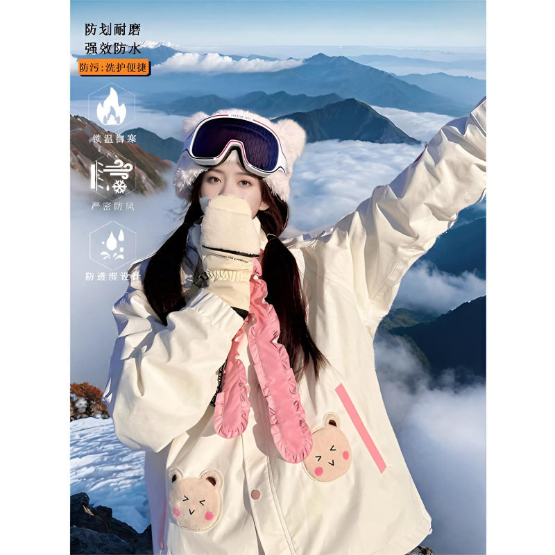 LDAB粉色小个子滑雪服套装女款2025秋冬新款小众户外防风保暖雪服
