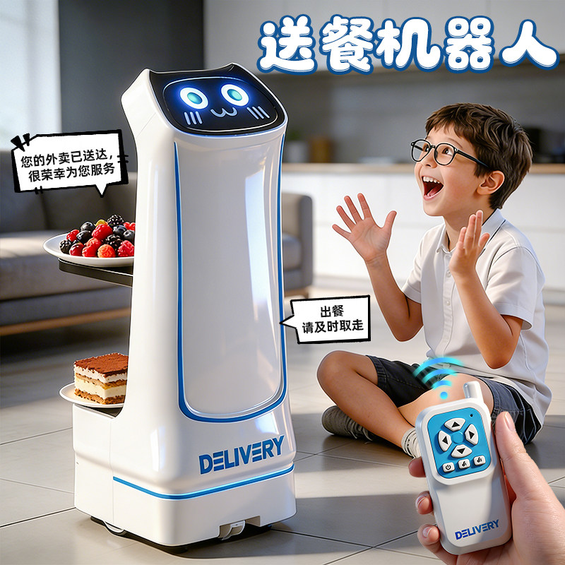 送餐机器人遥控送货运输饮料零食车潮流摆件亲子互动儿童玩具男女