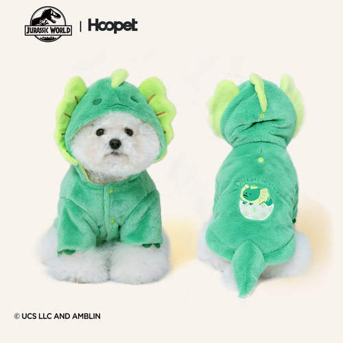 Hoopet侏罗纪世界联名款猫咪恐龙衣服狗狗户外秋冬季外出保暖棉服