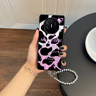 适用于华为MateXT手机壳皮质满屏甜酷斑点matext三折叠屏保护套皮纹手提链条ins时尚个性素皮防摔女新款