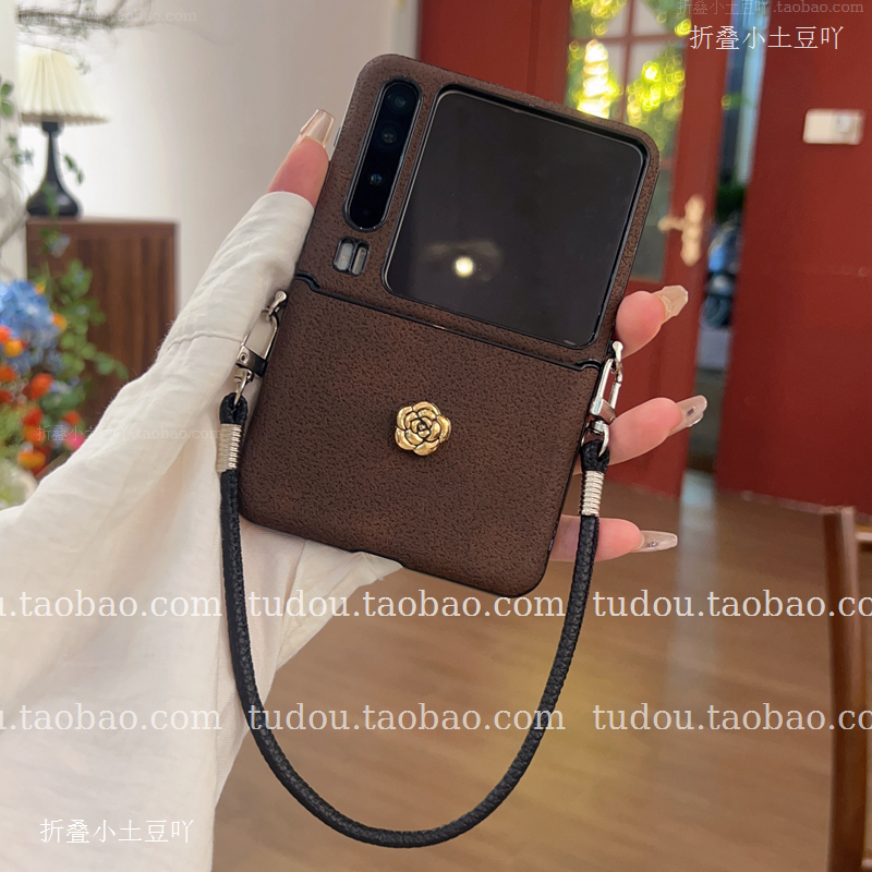 新品中轴铰链保护适用purax手机壳全包月坑纹山茶花X典藏mix折叠屏magicvflip2手提pocket2斜挎绳zflip7男女