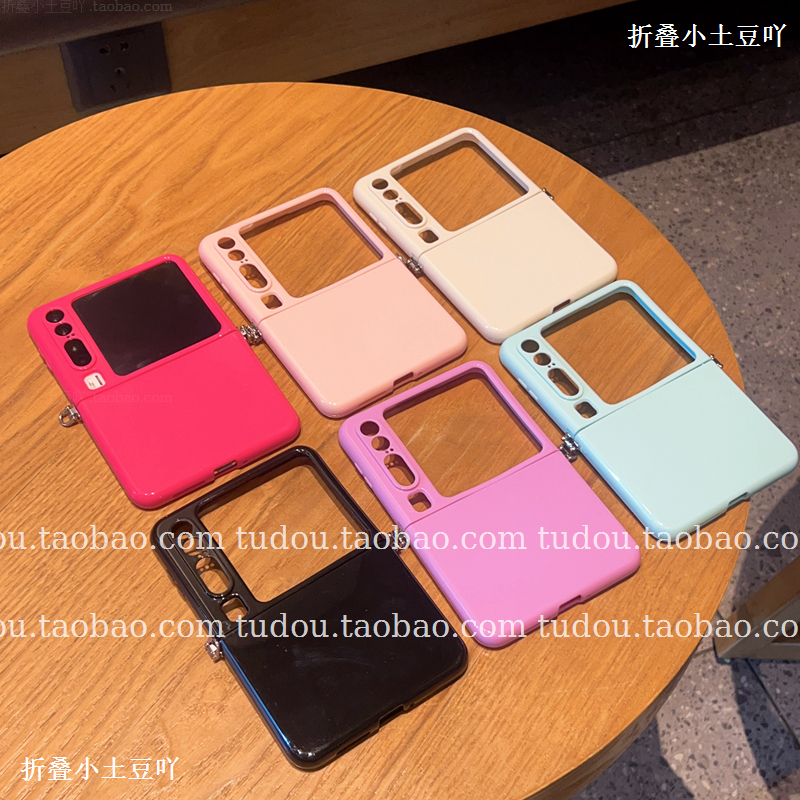 新品软壳适用华为purax手机壳简约纯色X典藏版小米mixflip2折叠屏保护套nova手提挂绳zflip6斜挎vivo情侣新款