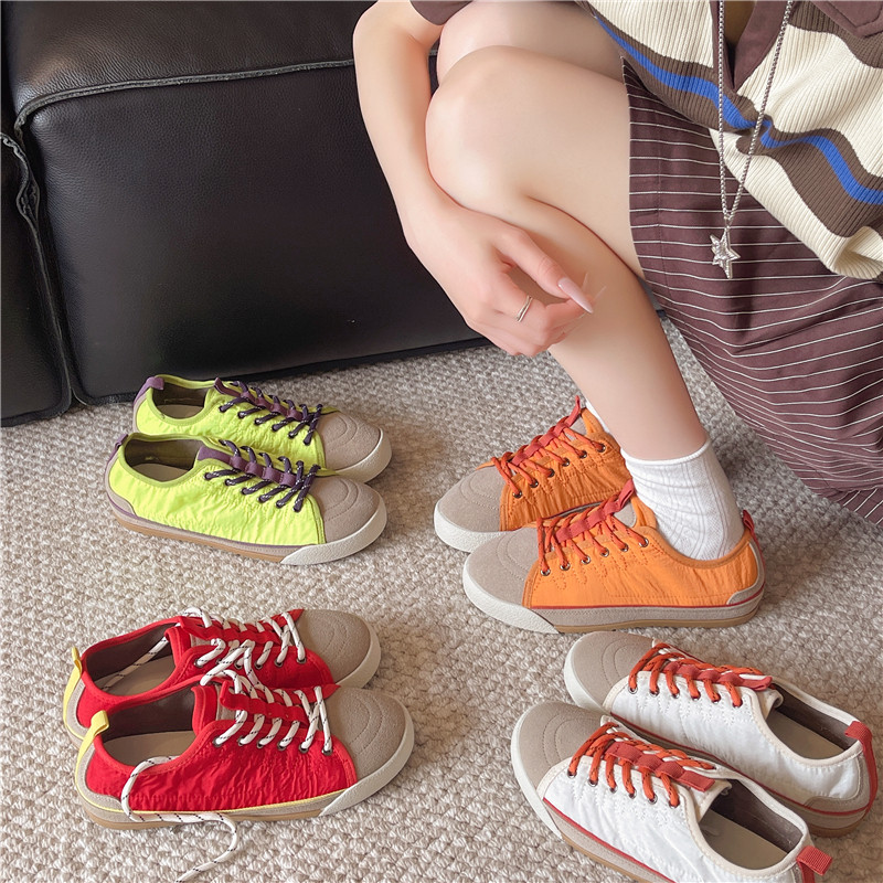 韩版复古透气德训鞋女2026年春夏平底帆布滑板鞋百搭休闲超轻板鞋