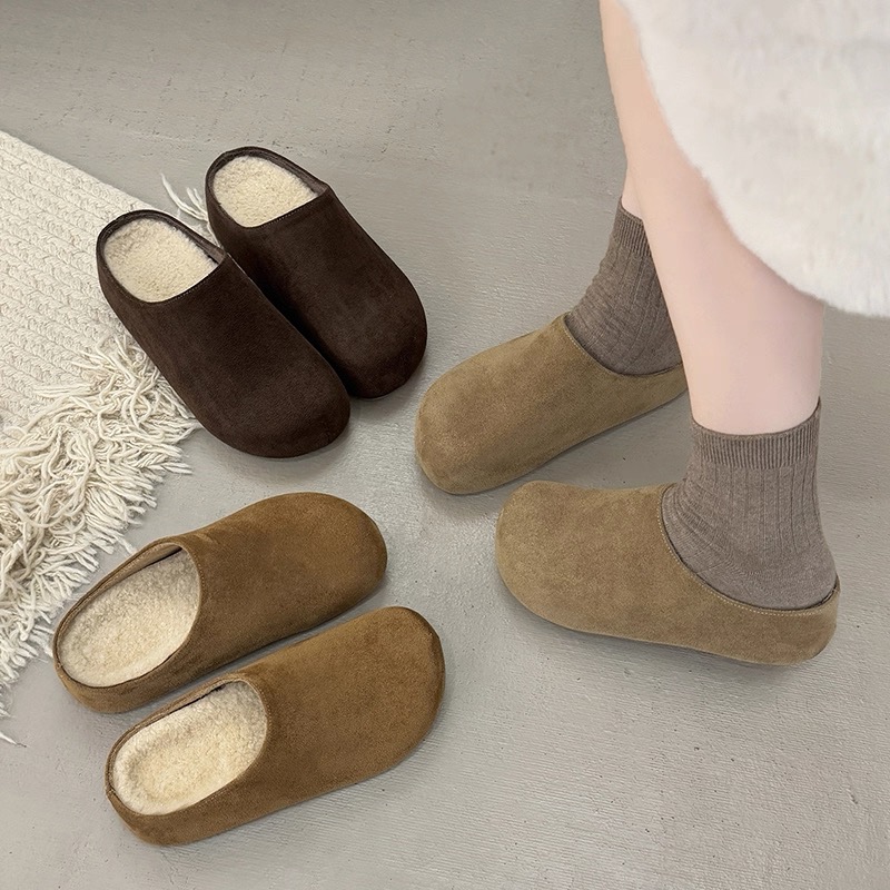 厚底卡皮巴拉内增高5cm包头勃肯鞋复古一脚蹬时尚百搭加绒勃肯拖