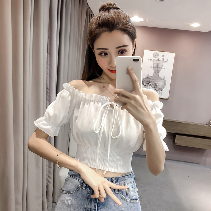 Ïļ¾Å®×°º«°æÒ»×Ö¼çϵ´øÂ¶¼çºÉÒ¶±ß¶ÌÐäÑ©·ÄÉÀÊÕÑü¶Ì¿îÑóÆøÉÏÒÂÅ®