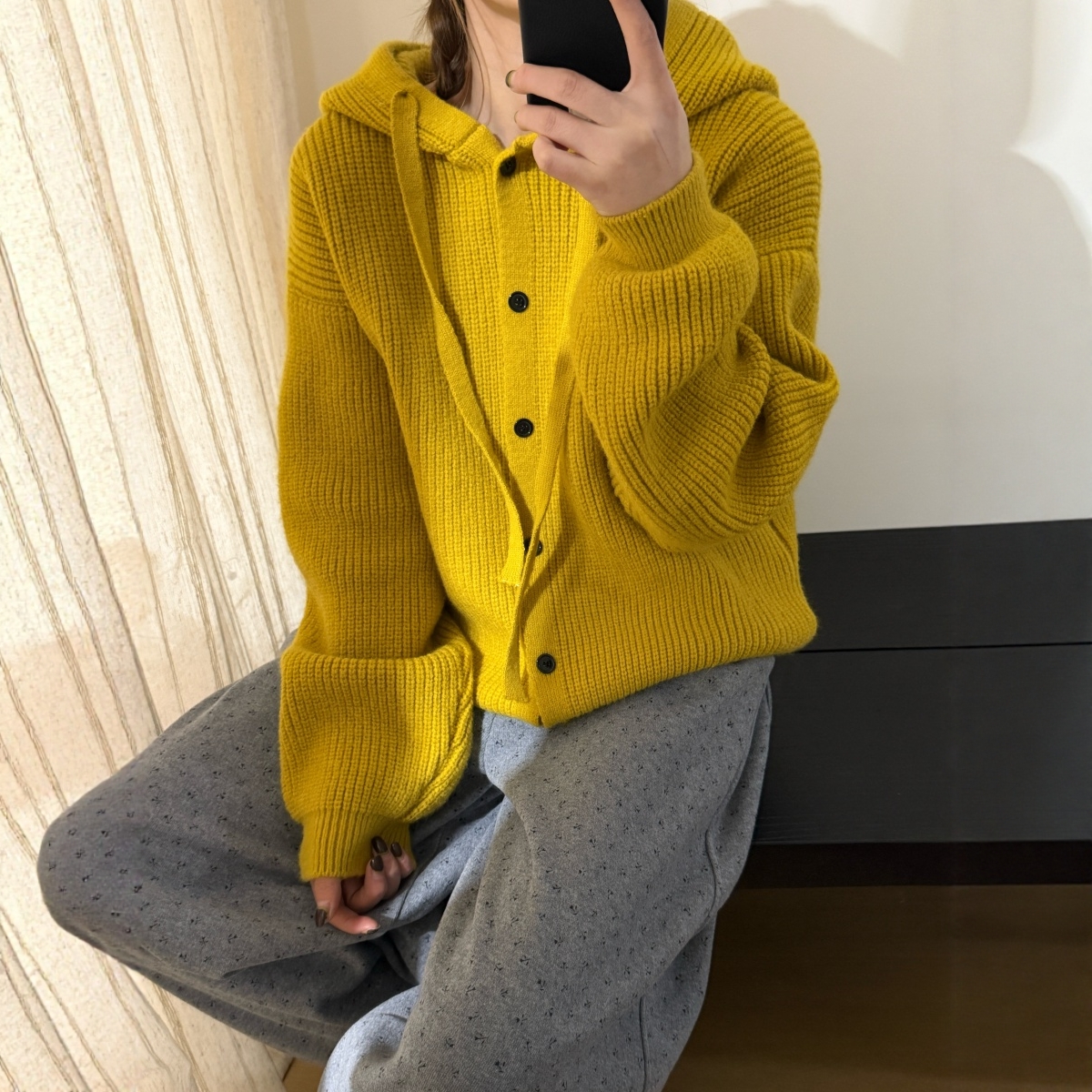 此外连帽柔软毛毛加厚针织开衫