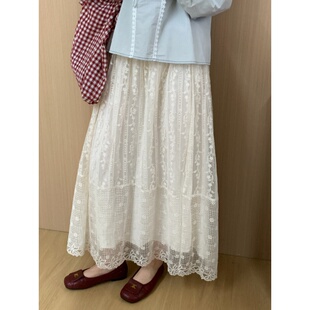淑女温柔过膝长裙 新款 此外 网纱松紧腰气质甜美半身裙女2026春季