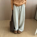 此外 松紧腰加绒加厚保暖糯米裤女2025冬季新款宽松阔腿裤直筒裤