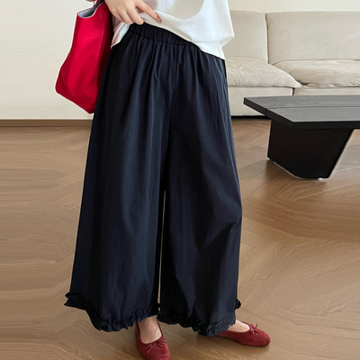 此外裤脚花边速干裤女