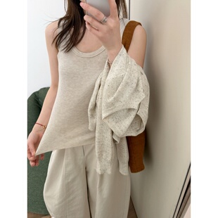 背心上衣修身 条纹无袖 显瘦 圆领百搭韩系针织背心女2026新款 此外