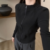 此外修身 短款 拉链上衣女2025冬拉绒内搭石墨烯碳咖绒保暖运动外套