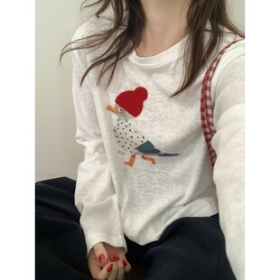 此外 可爱鸭子长袖T恤女款2026夏季新款防晒衫减龄薄款打底衫潮