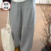 运动风松紧腰加绒加厚束脚卫裤 女秋冬新款 宽松韩版 此外 减龄长裤