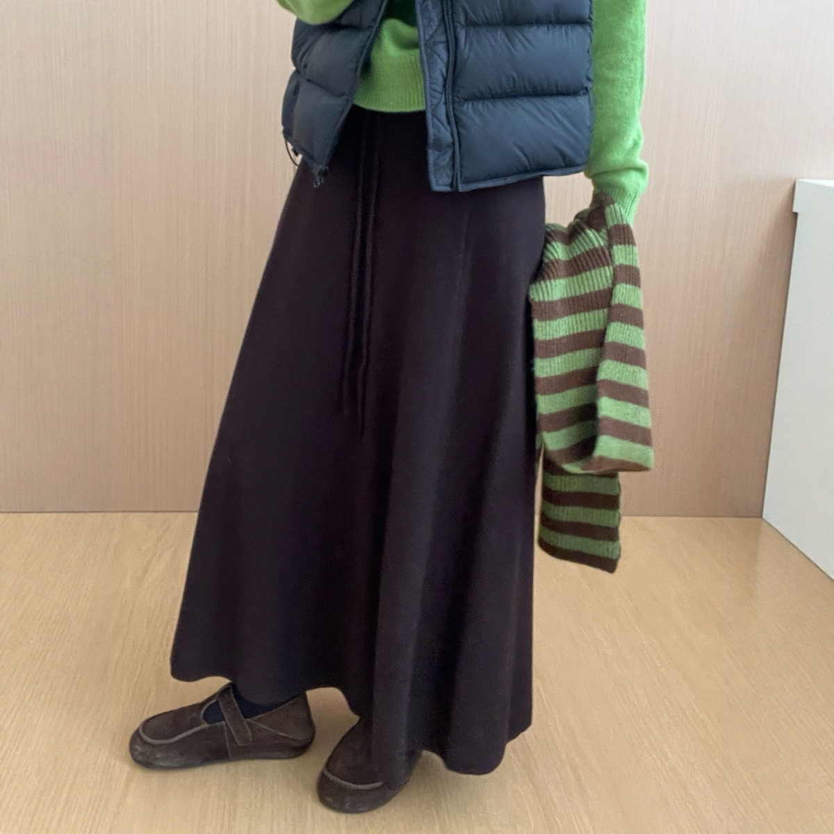 此外抽绳弹力针织半身裙女