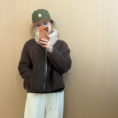 此外短款毛毛加厚小个子外套女