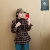 此外 假两件上衣气质 小衫 复古格子衬衣打底两件套女2025冬季 新款