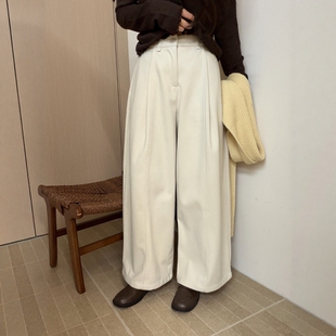女2025秋季 毛呢气质西裤 新款 加厚直筒裤 此外 保暖百搭阔腿裤 厚款
