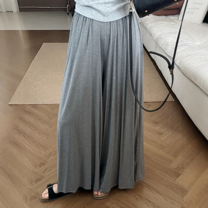 此外韩版灰色高腰阔腿裤女