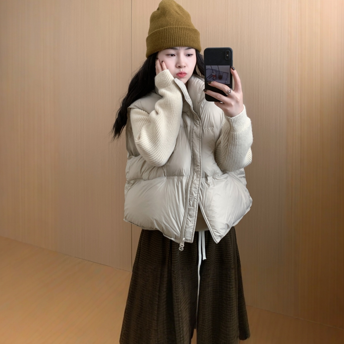 此外立领泡芙羽绒马甲女
