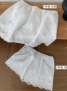 此外2025早春新款重工刺绣短裙打底裙女森系蕾丝花边屁帘半身裙
