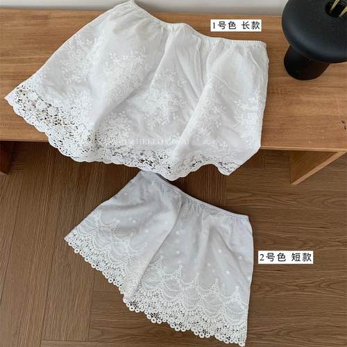 此外2025早春新款重工刺绣短裙打底裙女森系蕾丝花边屁帘半身裙