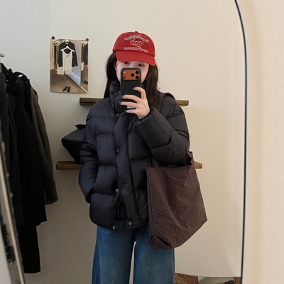 此外隐形口袋立领羽绒服女