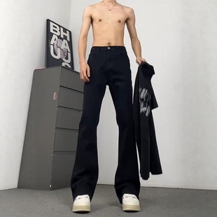 子显瘦显腿长休闲弯刀裤 男百搭痞帅高级感裤 白色微喇牛仔裤 春秋季