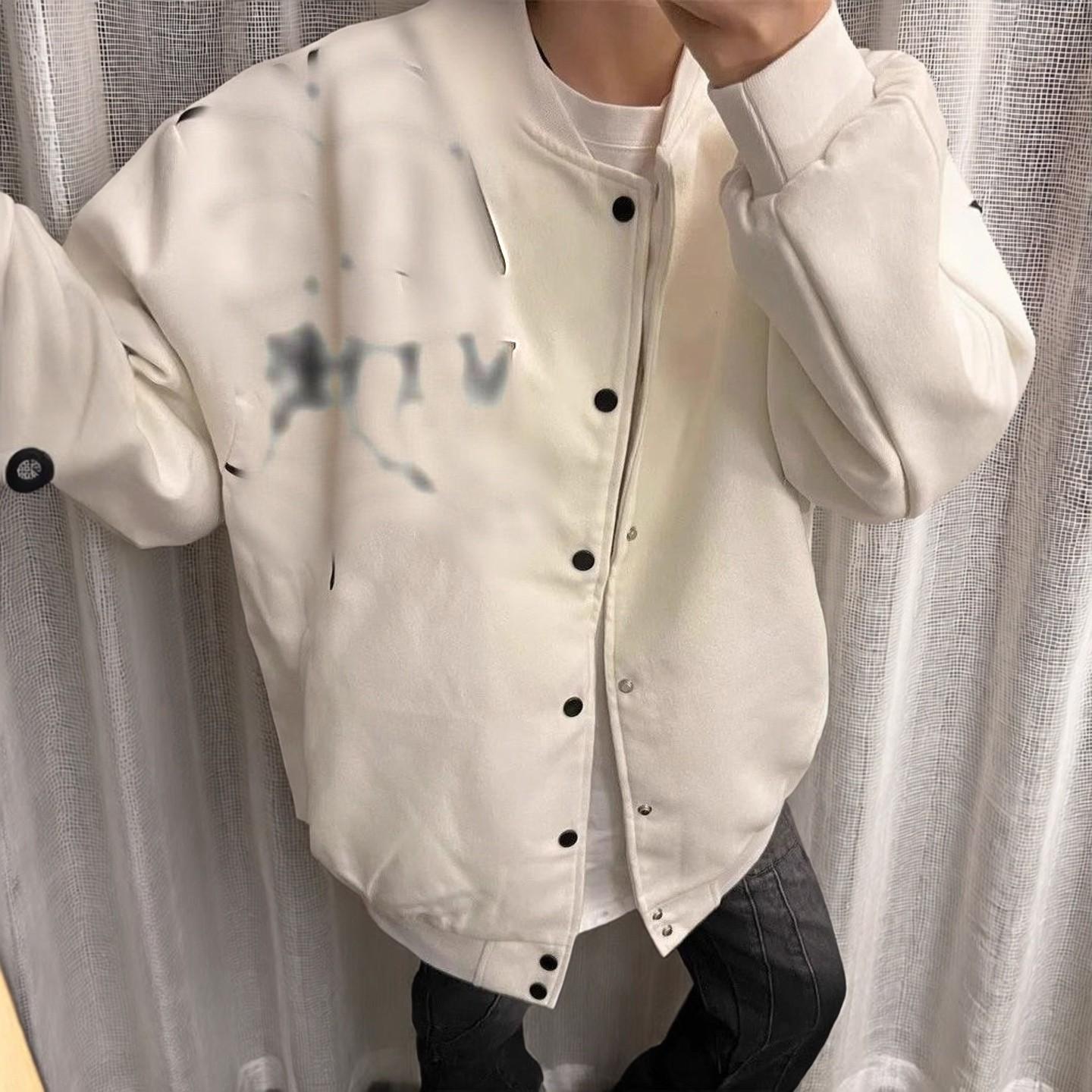 美式高街棉服蜘蛛网印花夹克棒球服秋季夹棉加厚男女宽松潮流外套