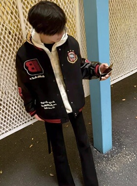 2026春秋新款棉混纺痞帅棒球服复古拼接宽松夹克百搭休闲潮流外套