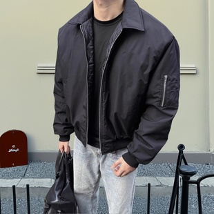 25秋冬复古翻领男士棉服cleanfit风格短款飞行夹克服薄款潮流外套