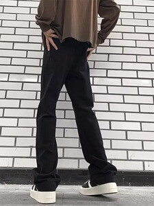 TREND cleanfit美式米白色牛仔裤街vibe风潮牌痞帅微喇裤