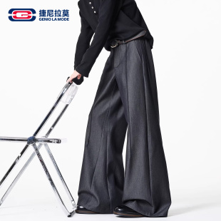 新款 春季 直筒宽松休闲 男士 GENIOLAMODE立体廓形cleanfit弯刀西裤