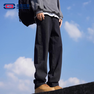 2026春季 潮牌高街宽松直筒裤 新款 美式 黑色牛仔裤 GENIOLAMODE男士
