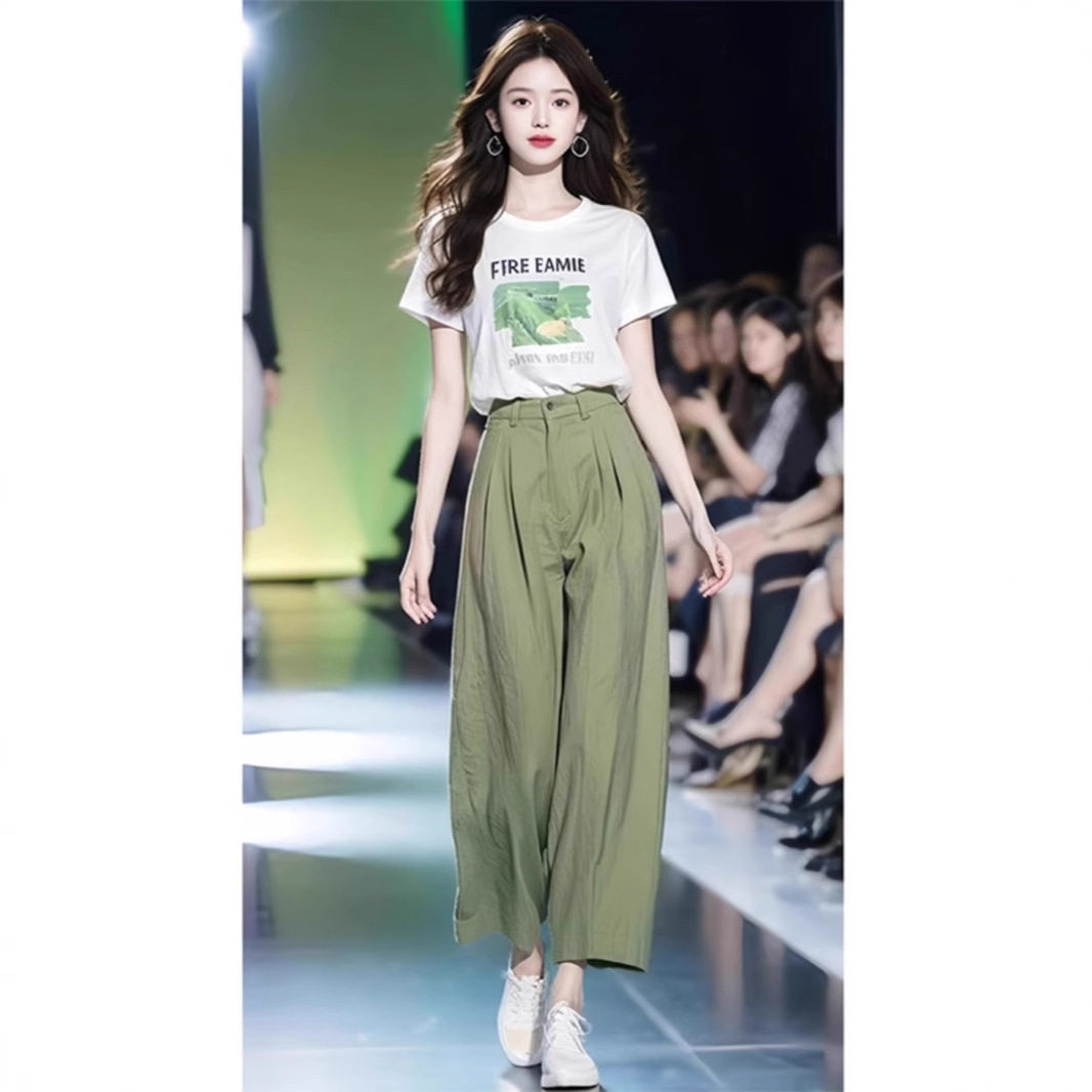 夏季女装时尚气质穿搭一整套梨型身材休闲可盐可甜通勤两件套装裤