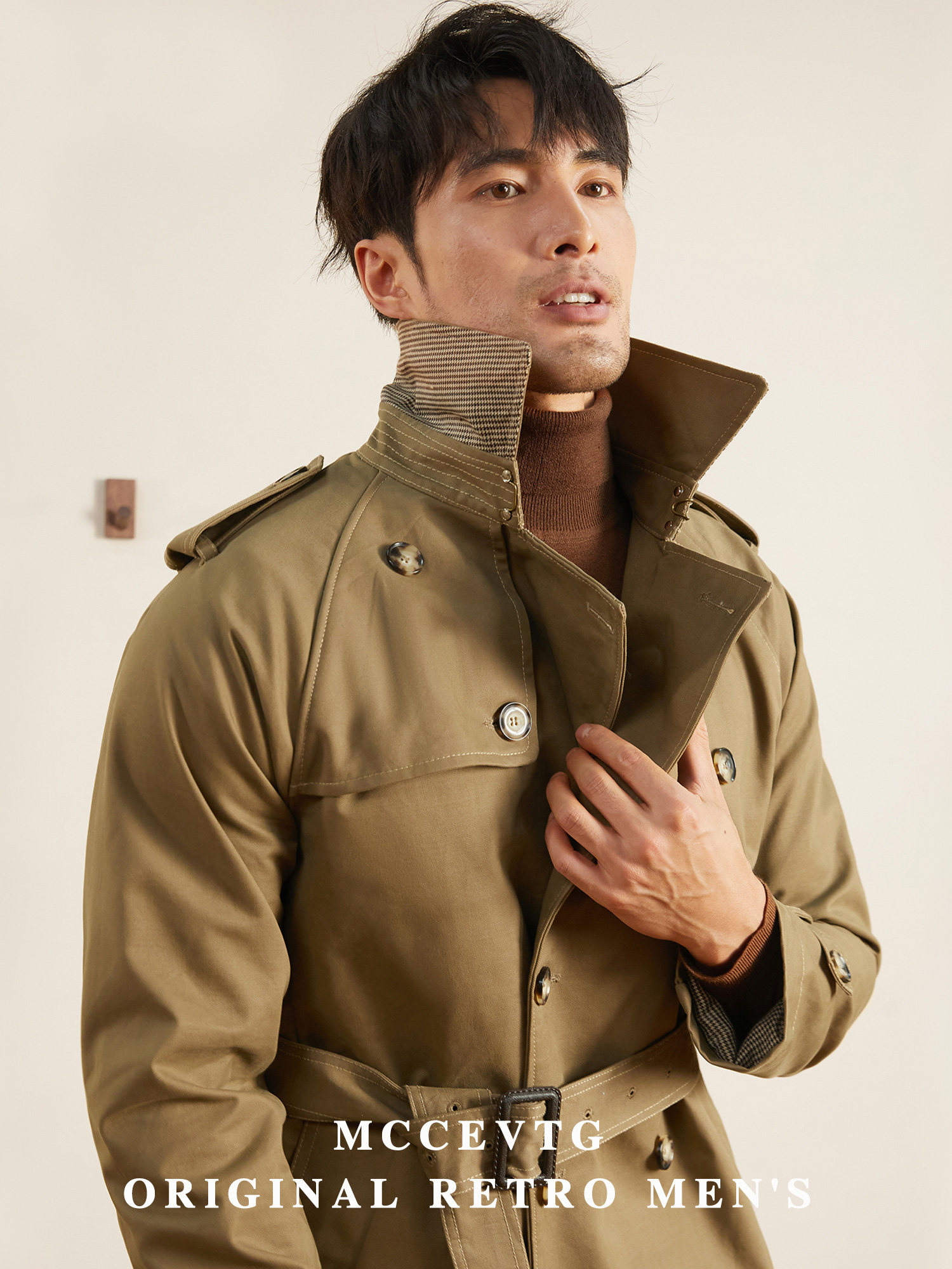 MCCEVTG GERMAN COTTON GABARDINE TRENCH COAT MENS BRITISH STYLE SUIT MID-LENGTH GERMAN COAT MEN