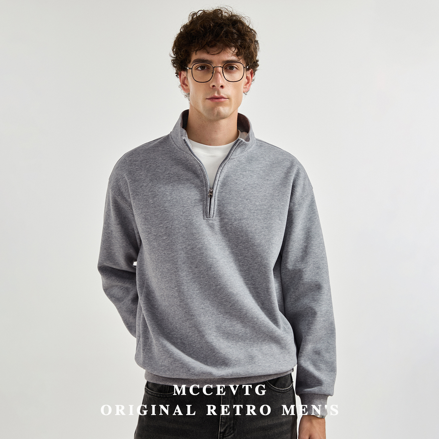 MCCEVTG美式空气层半开襟卫衣