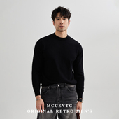 打底冬季 针织衫 圆领羊毛纯色毛衣男保暖黑色休闲长袖 MCCEVTG意式